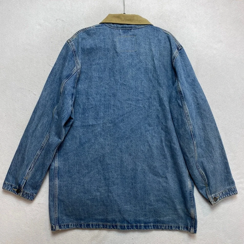 Levi's Premium Chore Coat Mens Medium Blue Denim Corduroy Collar Barn Jacket
